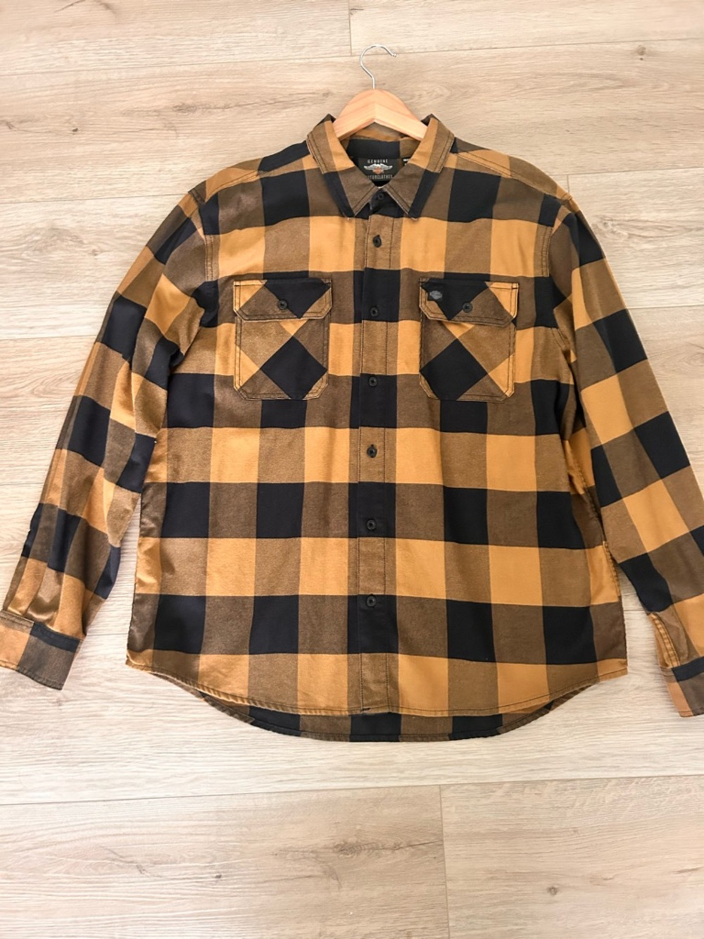 Harley-Davidson Black and Tan Buffalo Plaid Button-Up Shirt